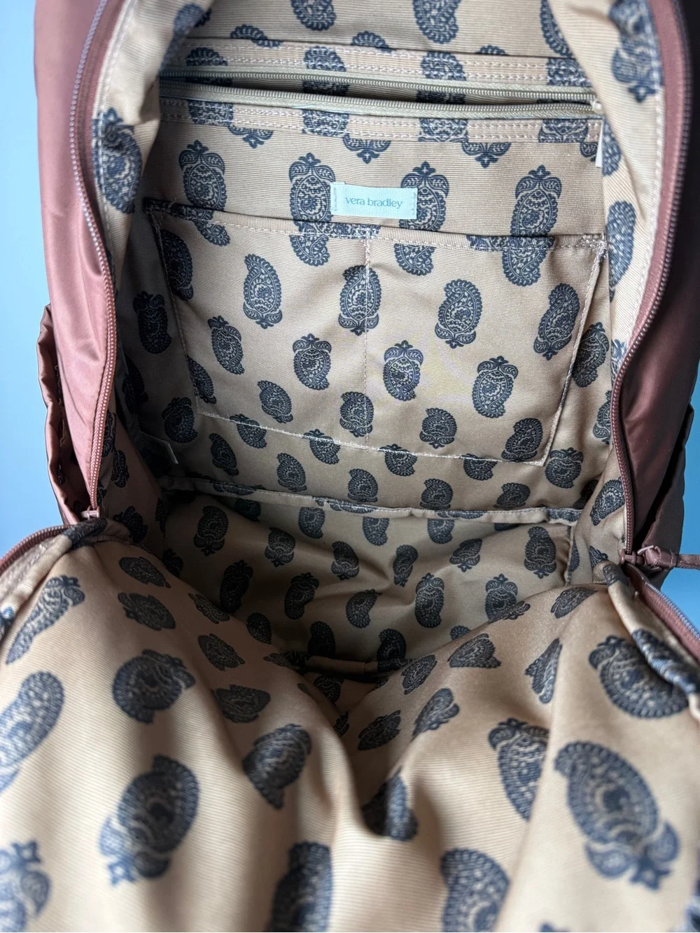 Vera Bradley Bancroft Backpack Cinnamon Brown Nylon Laptop Bag